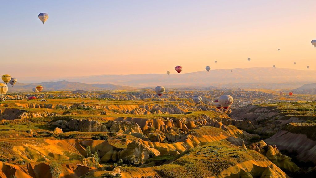 hot air balloons over cappadocia turkey