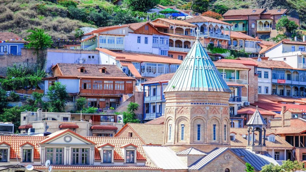 colourful Orthodox buildings Tbilisi Georgia