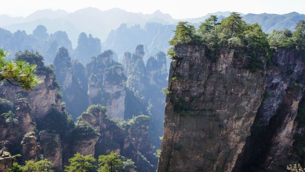 misty forested pillars Zhangjiajie China