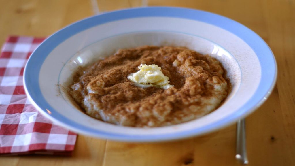 bowl of risengrød rice pudding Denmark