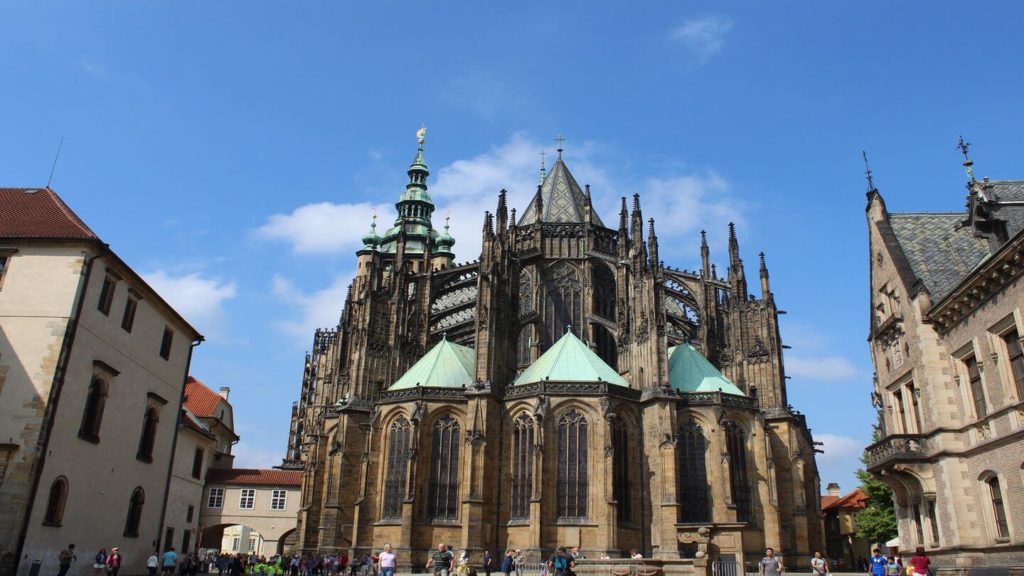 Exterior of St Vitus Cathedral in the Prague Castle complex