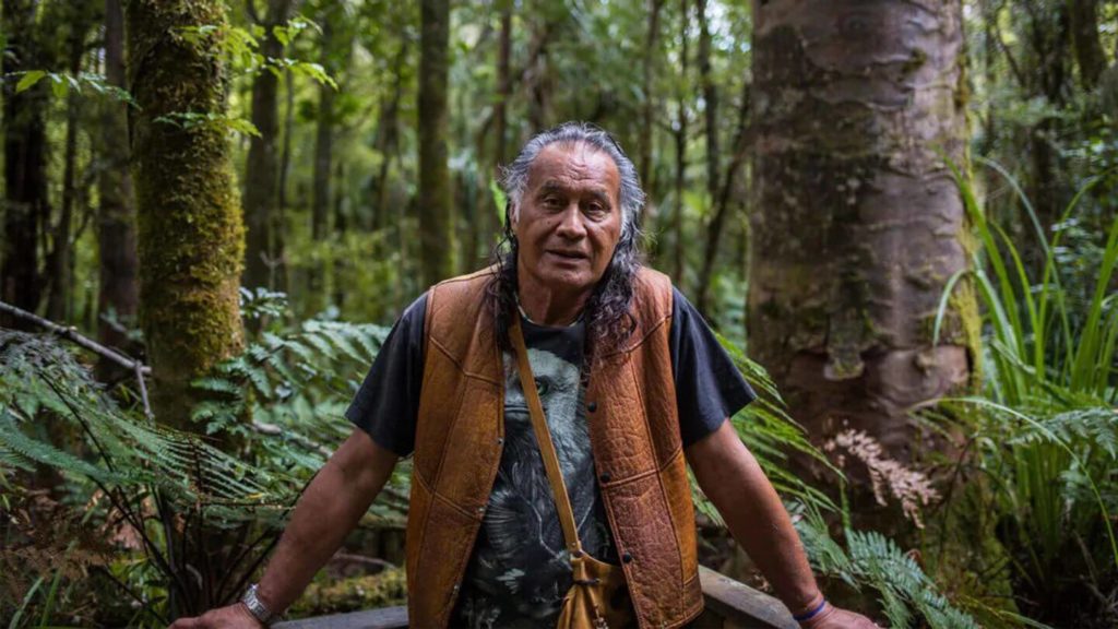 Bill Waipoua in a forest in New Zealand