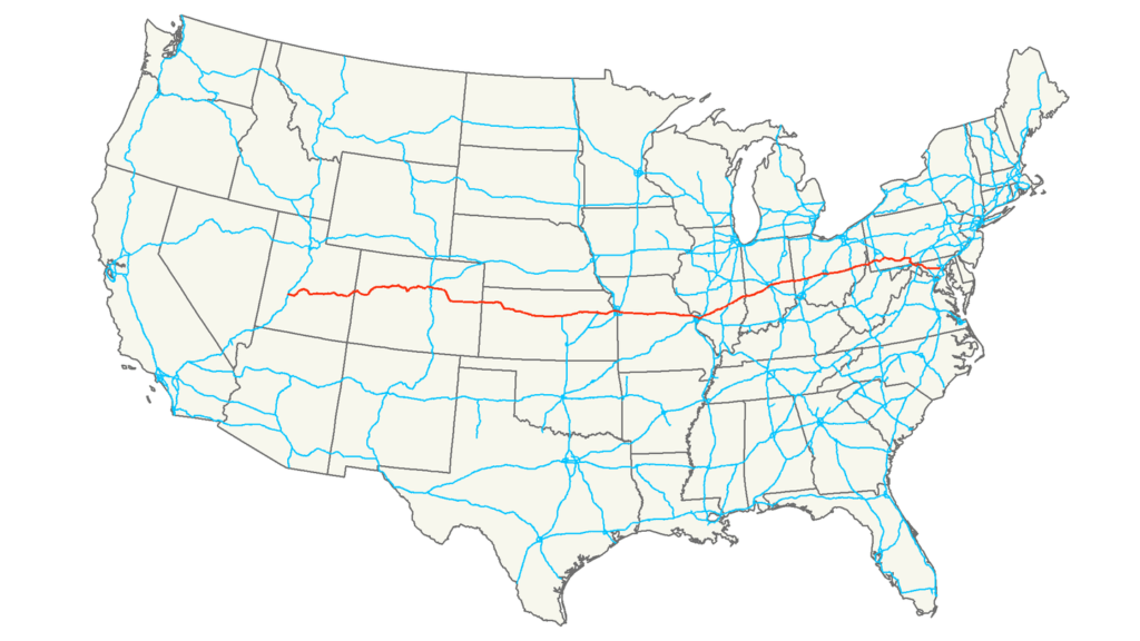 Interstate 70 route map USA