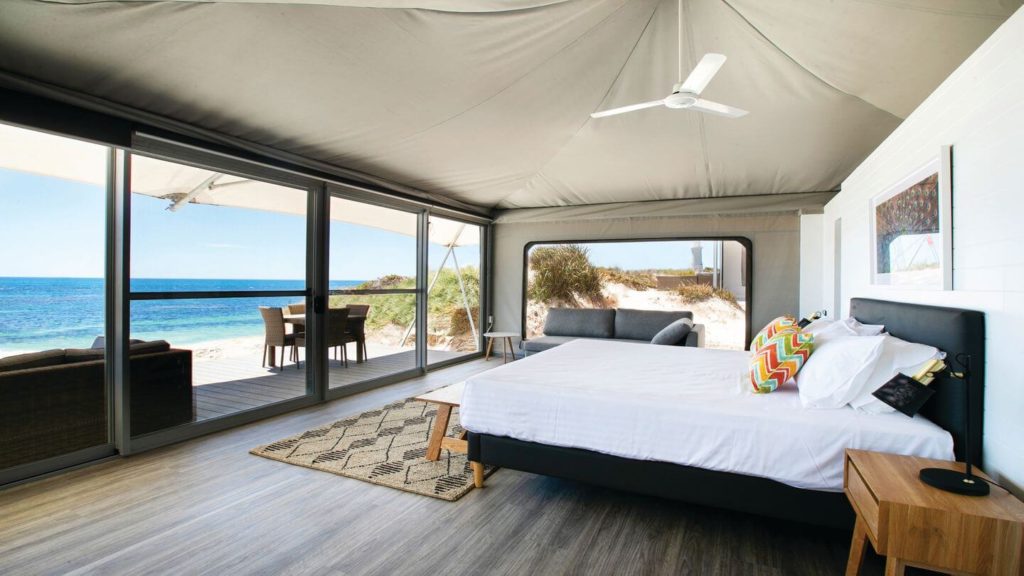 eco tent interior Discovery Rottnest Island eco beach club