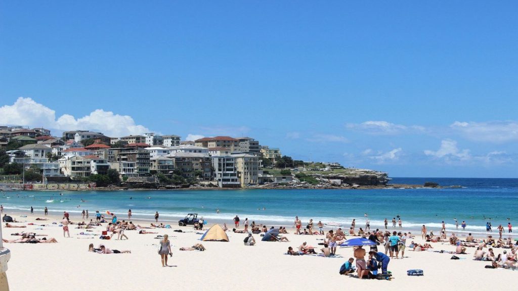 crowd of people on a sydney beach Australia