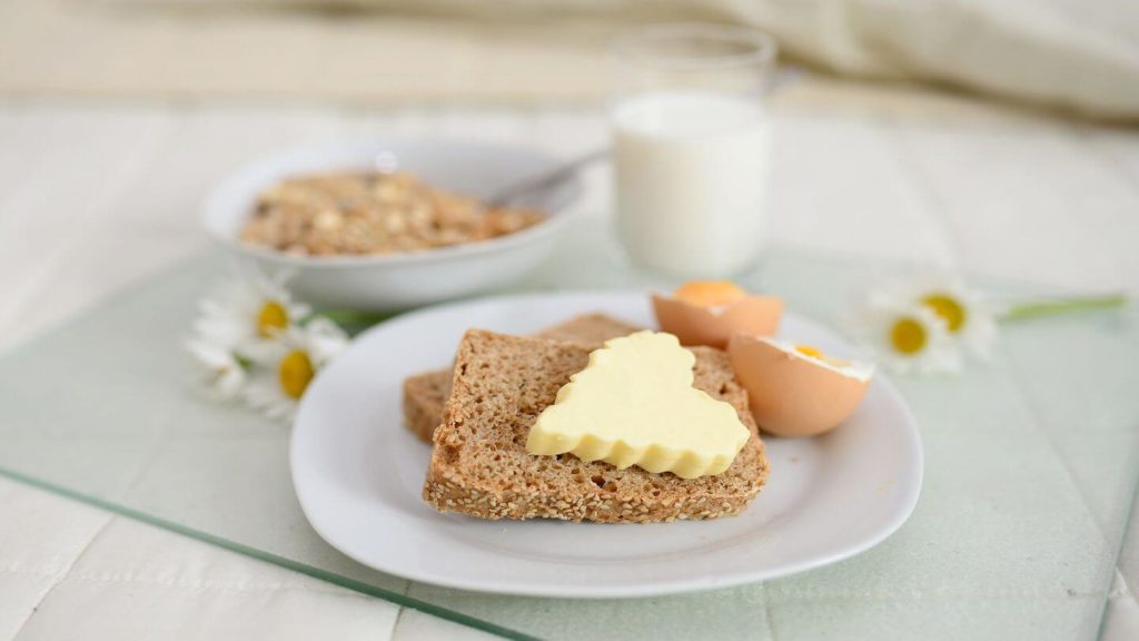 heart shaped butter on toast hotel breakfast platter