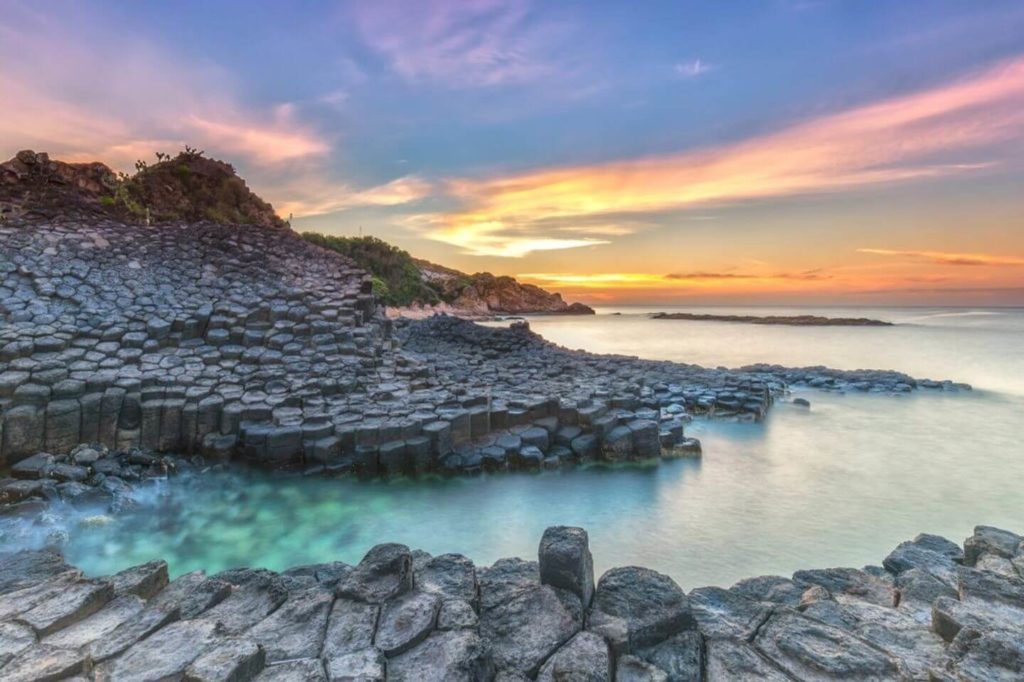 Giants Causeway at sunset Ireland