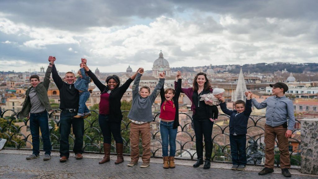 large family on holiday in Italy tour travel