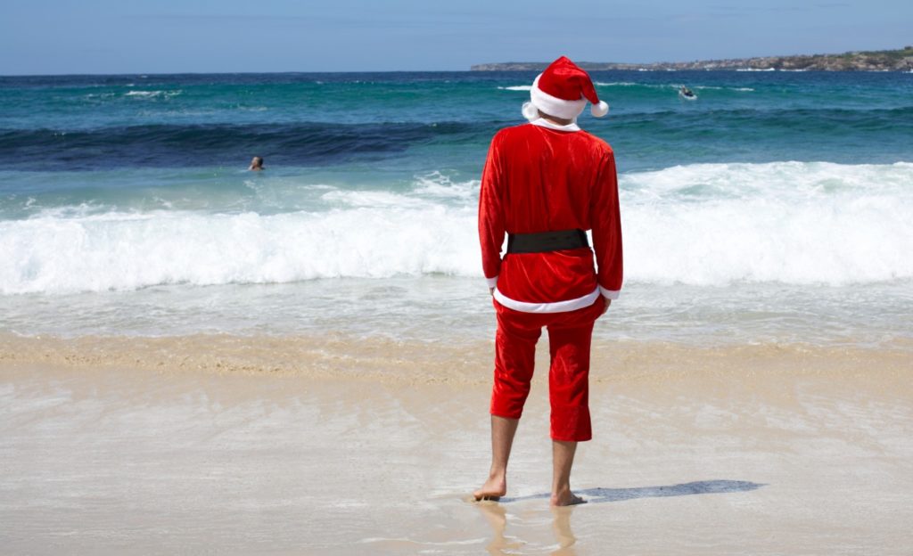 Santa at the beach