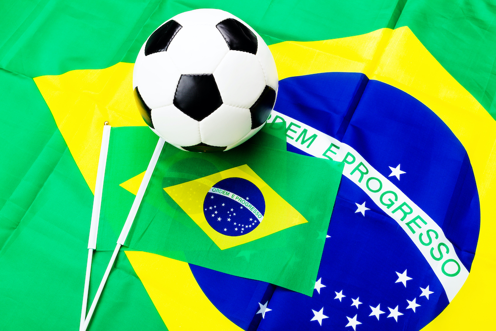 Brazilian flags and soccer or football