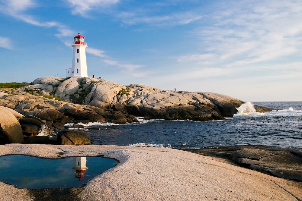 Peggy’s Cove in Halifax, Nova Scotia during the summer.