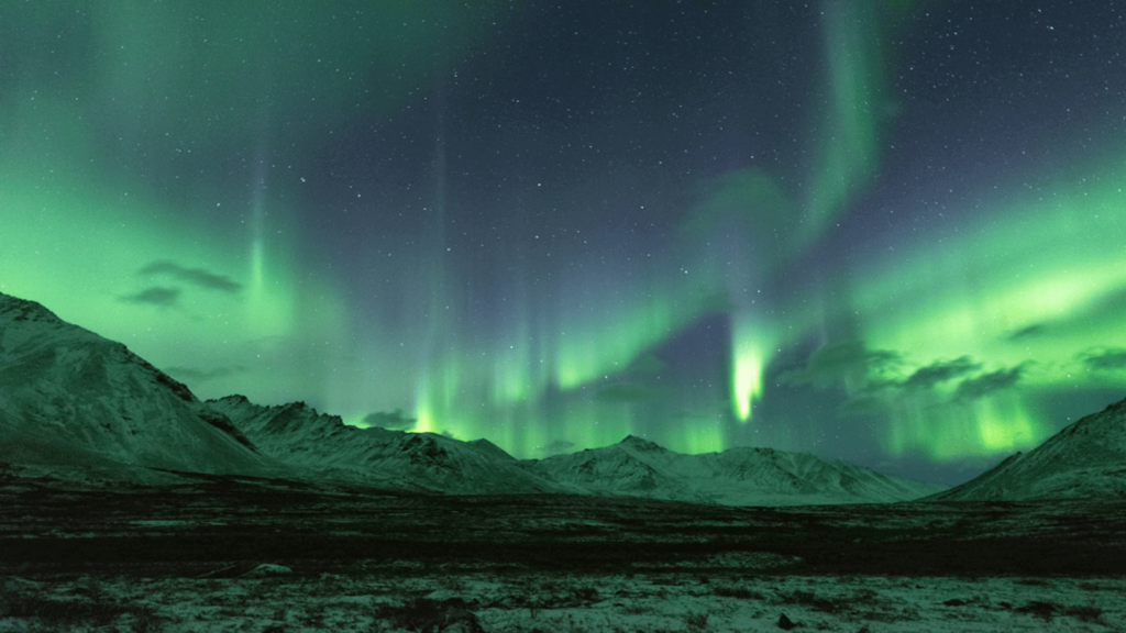 green Northern Lights in the Canadian Arctic
