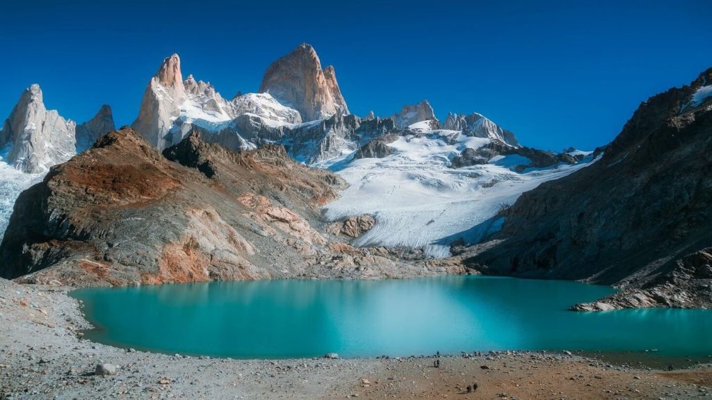 bright blue lake Mount Fitzroy Patagonia
