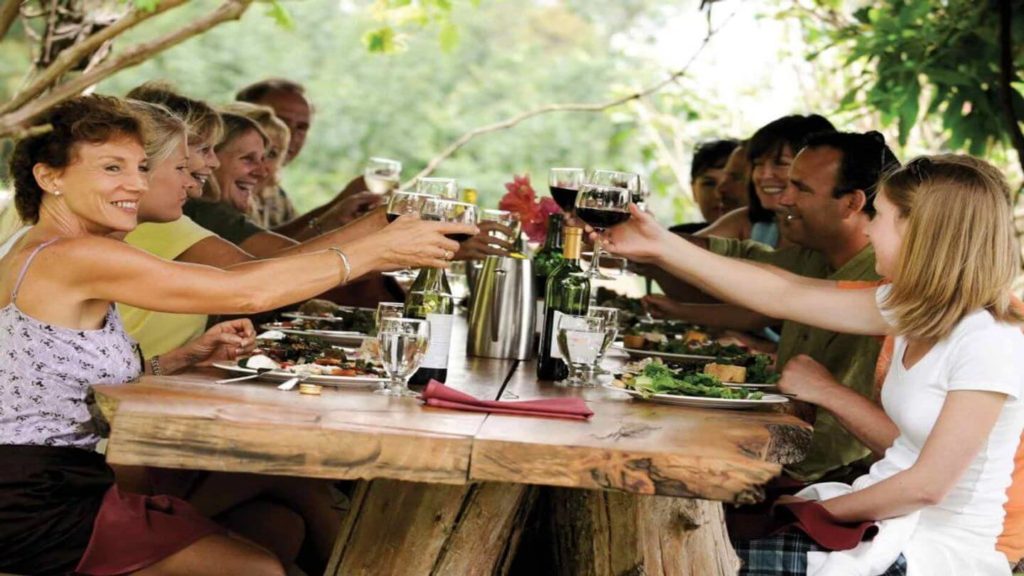 Trafalgar guests sharing lunch at O'o Farm Maui Hawaii