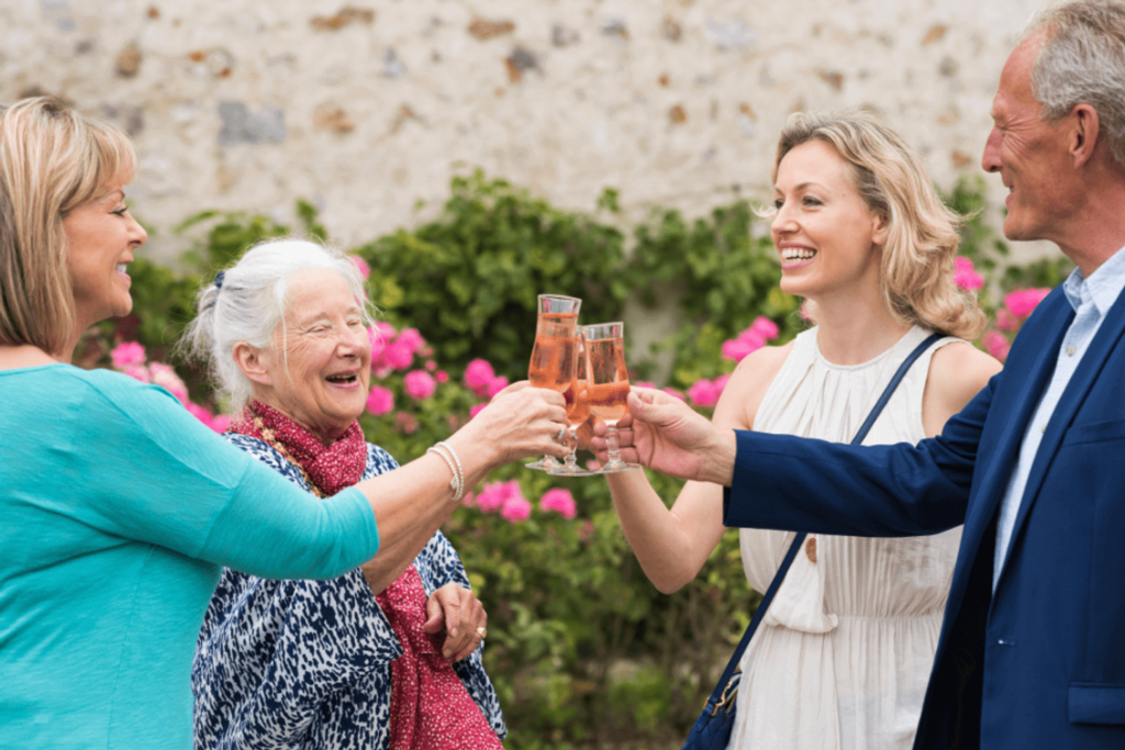 Trafalgar guests clinking glasses