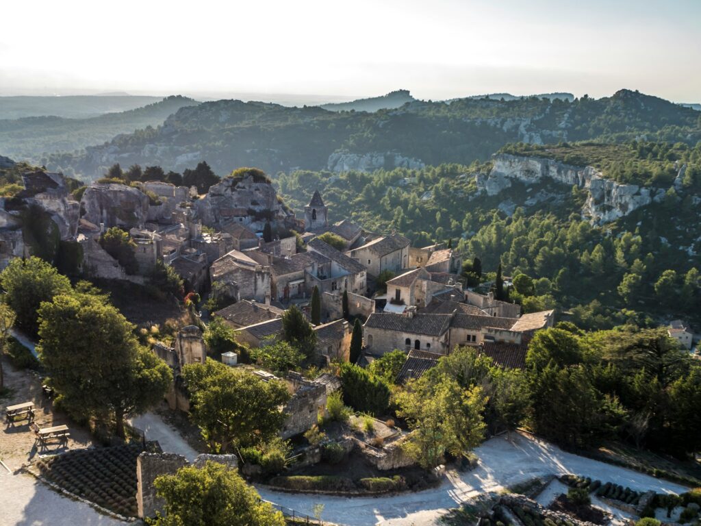 Stone village in a valley in Provence, France