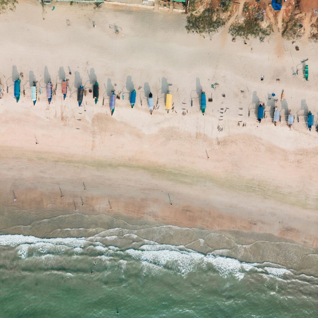 Aerial View of Vibrant Beach in Goa