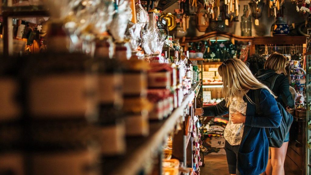 woman shopping for souvenirs