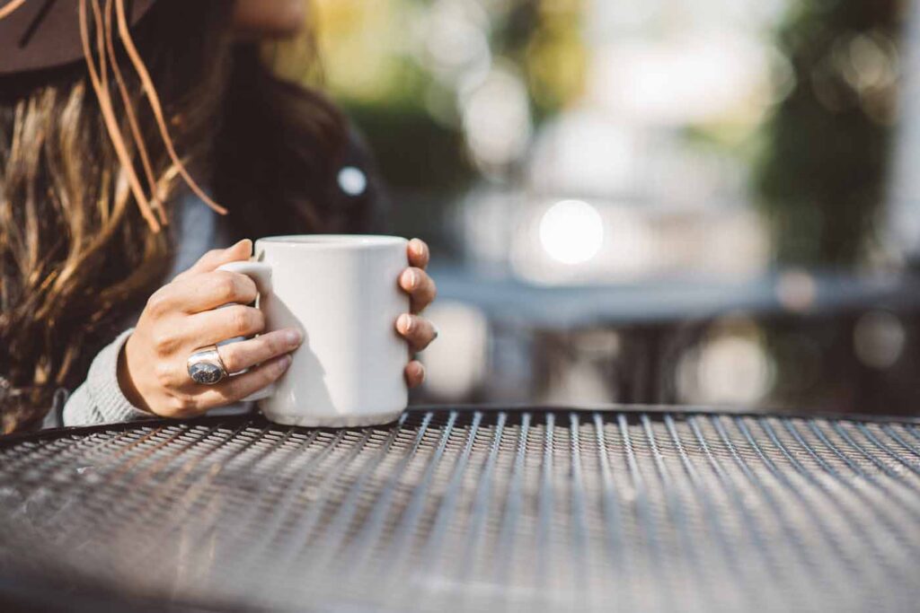 woman drinking coffee