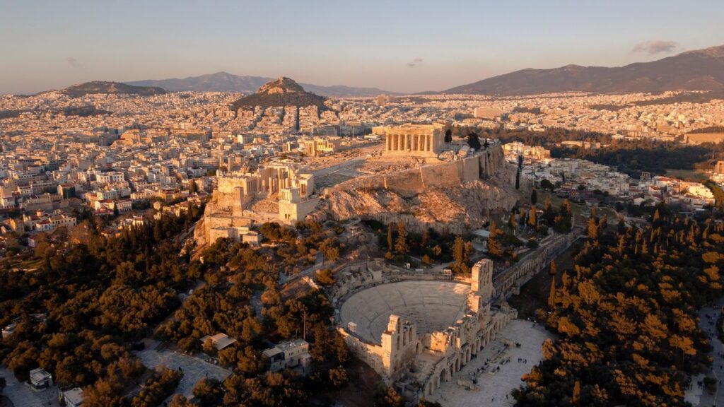 aerial view of the Acropolis Athens