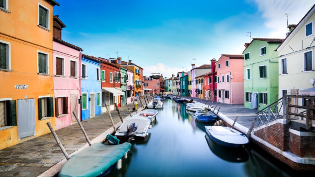 colourful buildings Murano Island Venice