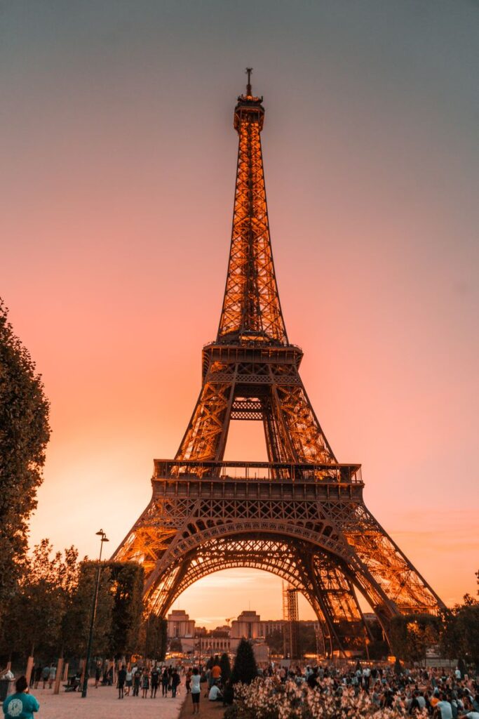 Eiffel Tower at sunset paris