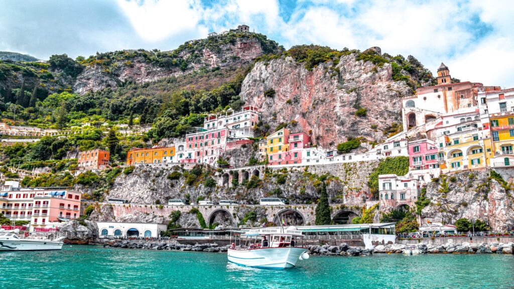 colourful cliffside houses Amalfi Coast Italy
