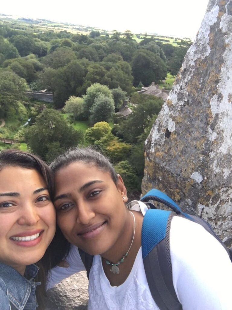 Melisa and her friend she met on tour with Trafalgar