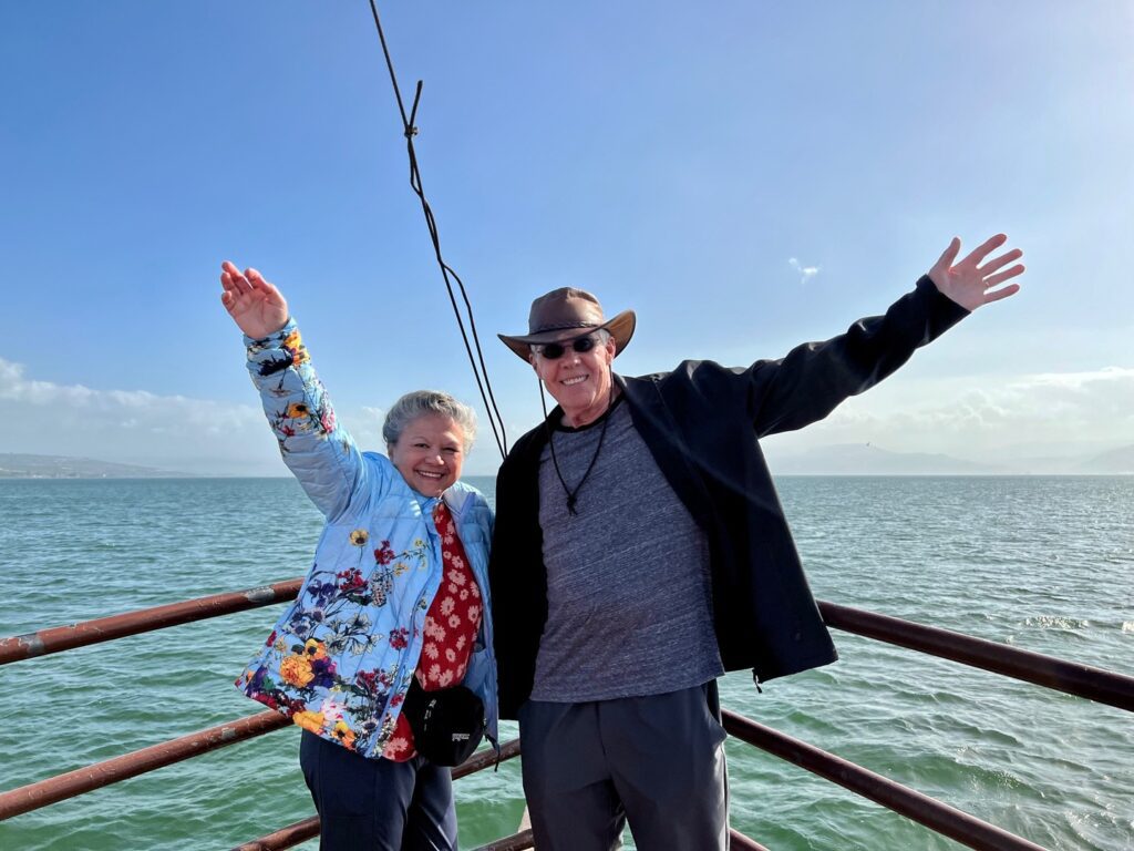 Dolores and Jay on a boat