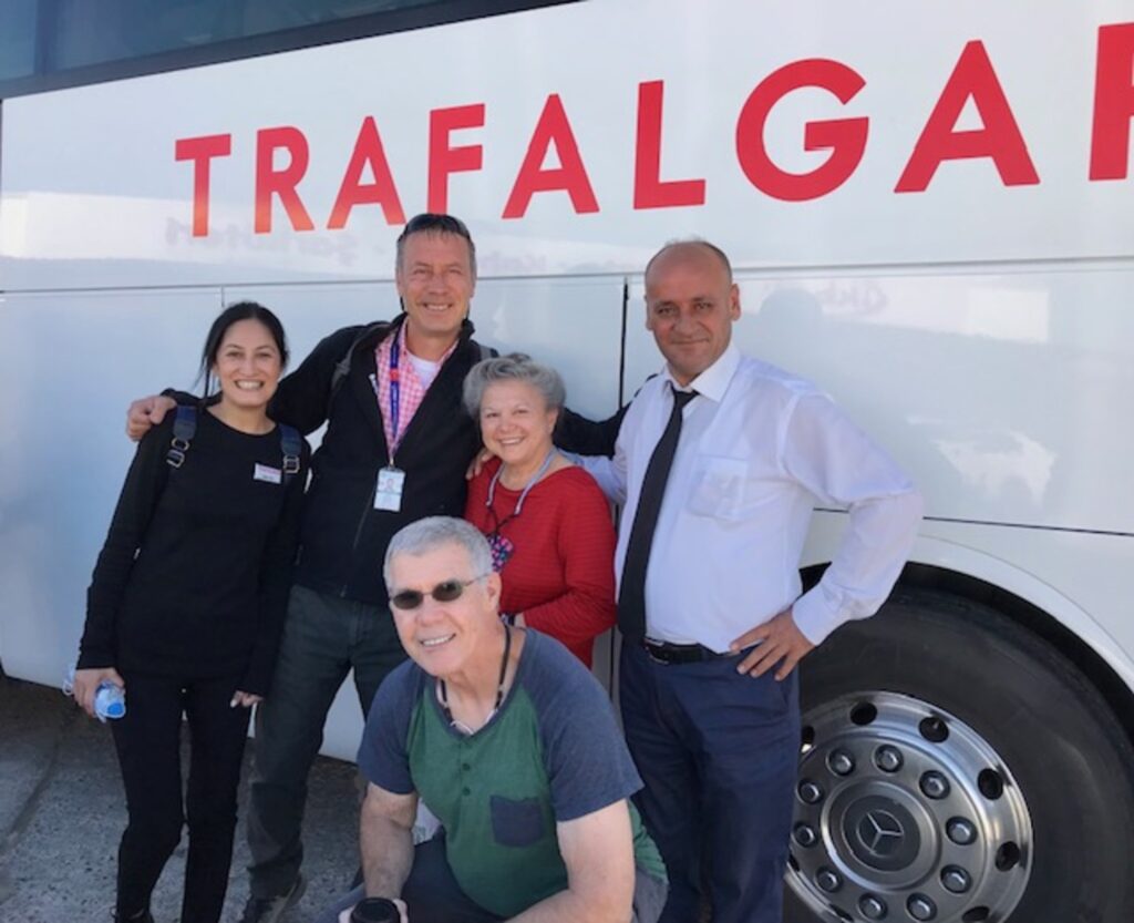 Dolores and Jay with Trafalgar crew Trafalgar Unlocked Award winner