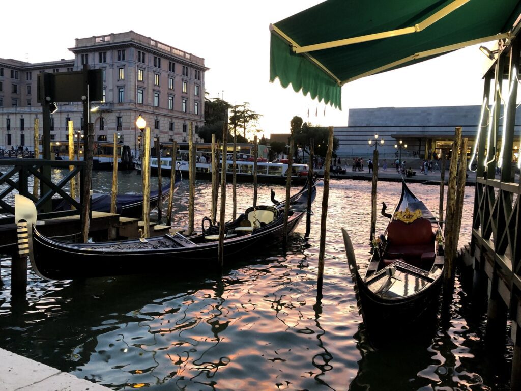 gondolas floating on the canal in Venice, Italy