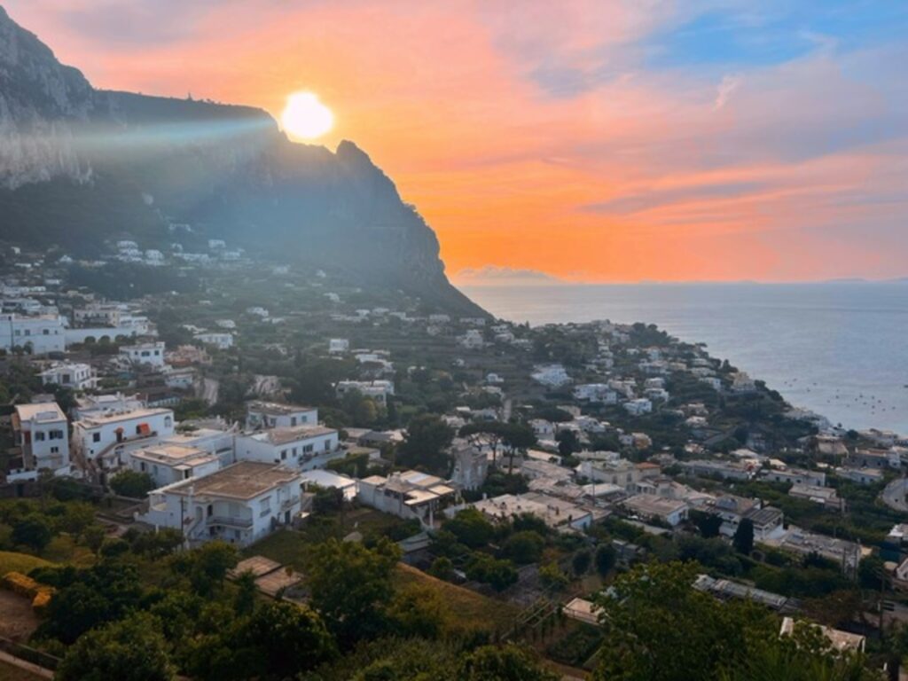 sunset over Italian coast