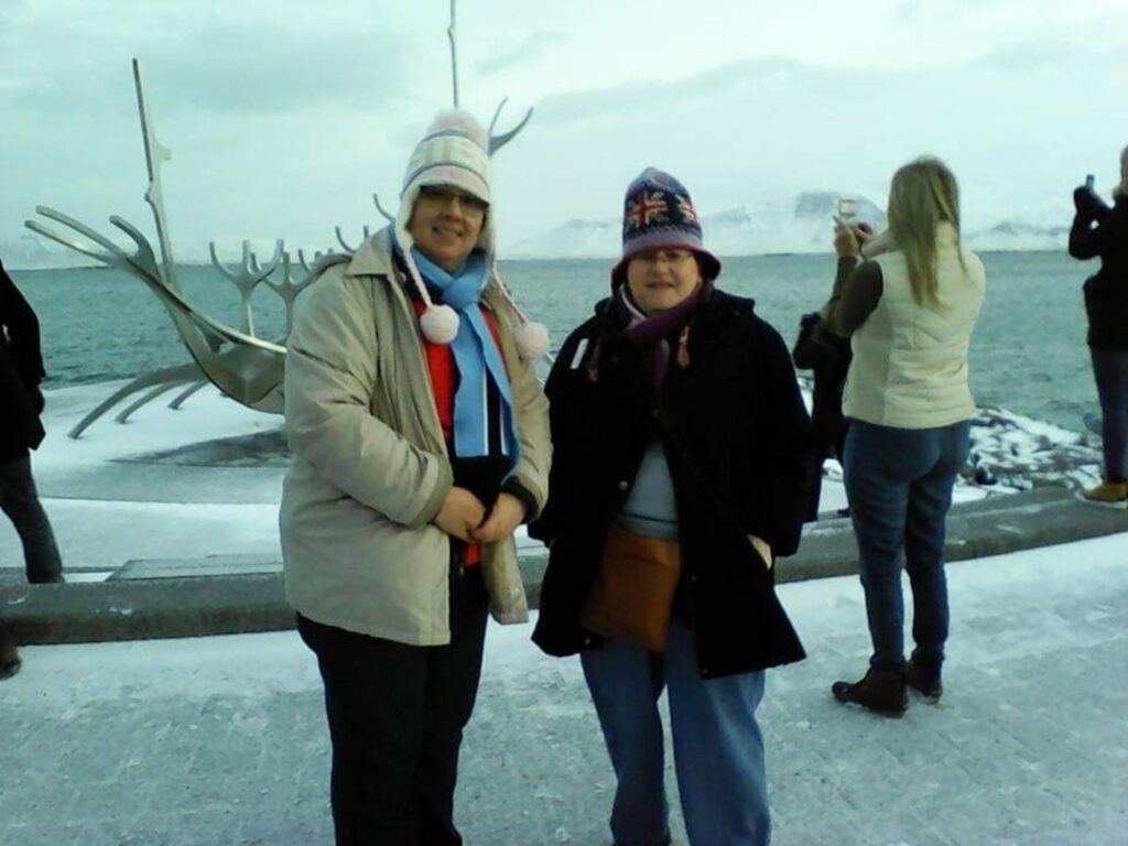 Tracy and friend seeing snow