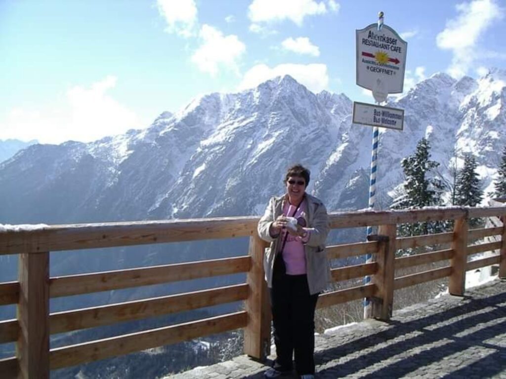 Tracy holding a snowball in Austria
