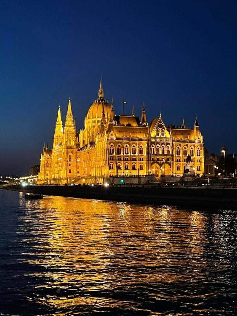 Prague buildings illuminated at night