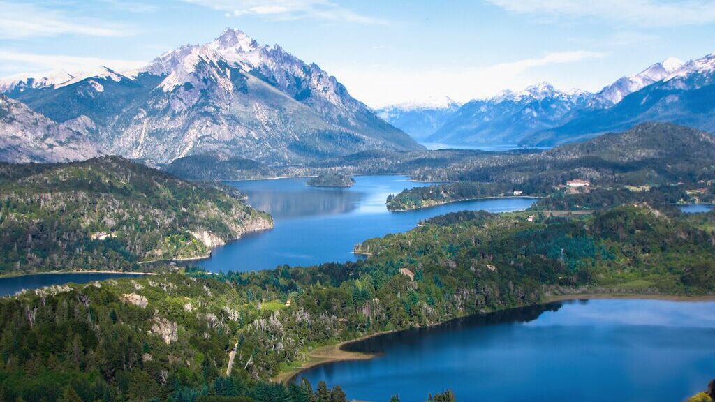 Argentina's great outdoor areas are at their best in the spring. Here, lakes, forested islands and mountains create a spectacular spring scene