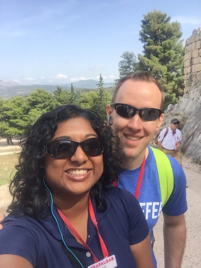 Trafalgar Unlocked Award winner Millie with her husband Ryan in Greece