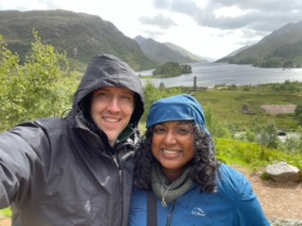 Millie with her husband Ryan on their Scotland honeymoon