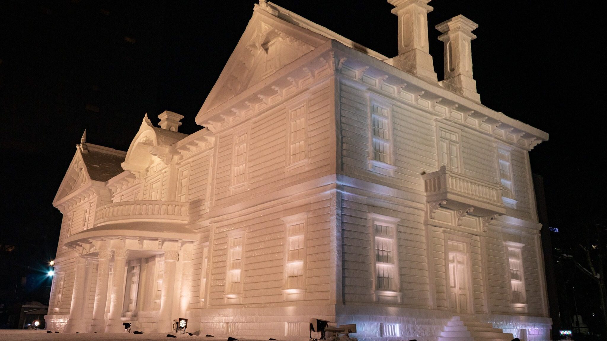 A mansion made of snow in Sapporo Snow Festival.