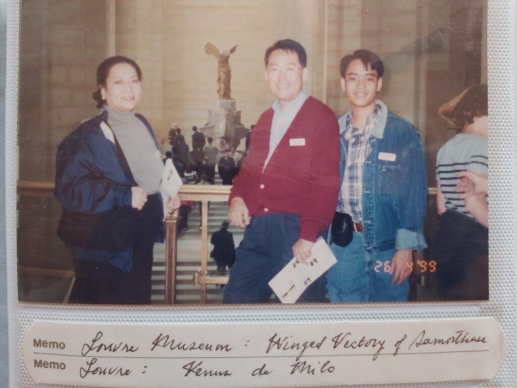 Benedict and his parents on their first Europe Trafalgar trip
