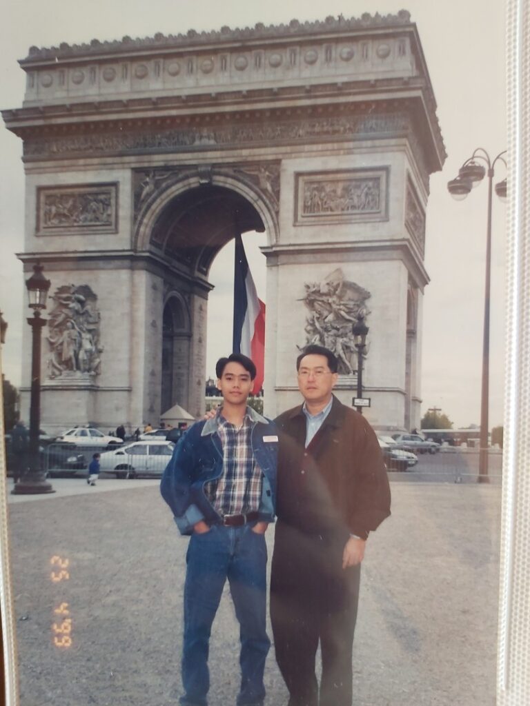 Benedict and his dad in Paris on their Europe tour