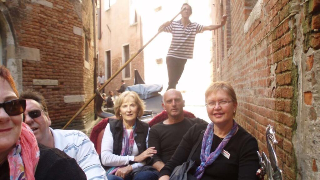 Lynne during a gondola ride in Venice 