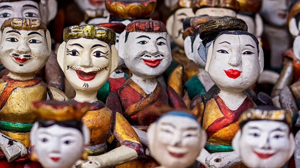 Close-up of Vietnamese water puppets