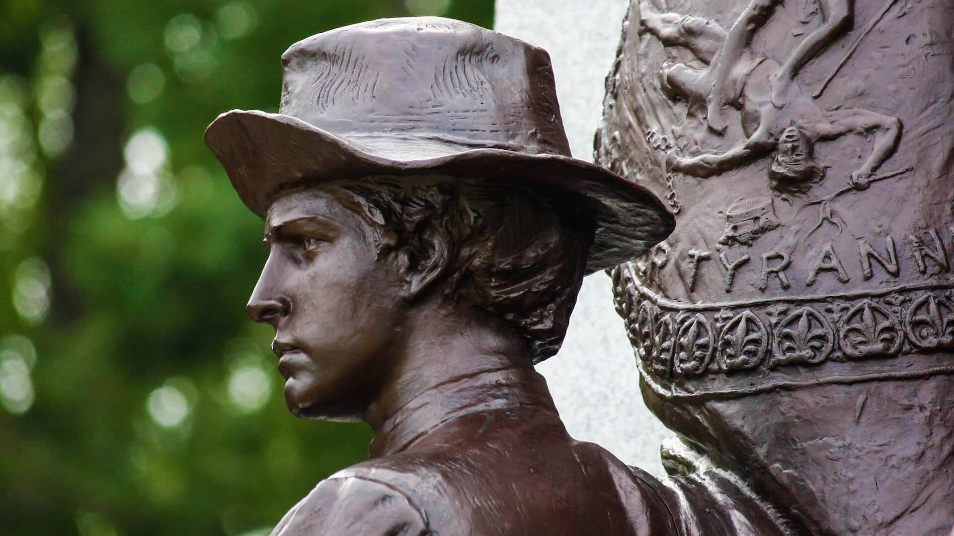 Close-up of soldier statue on the Virginia memorial at Gettysburg, USA