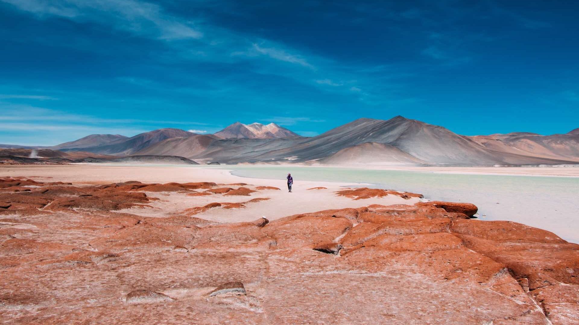 Person in the Atacama desert, Chile