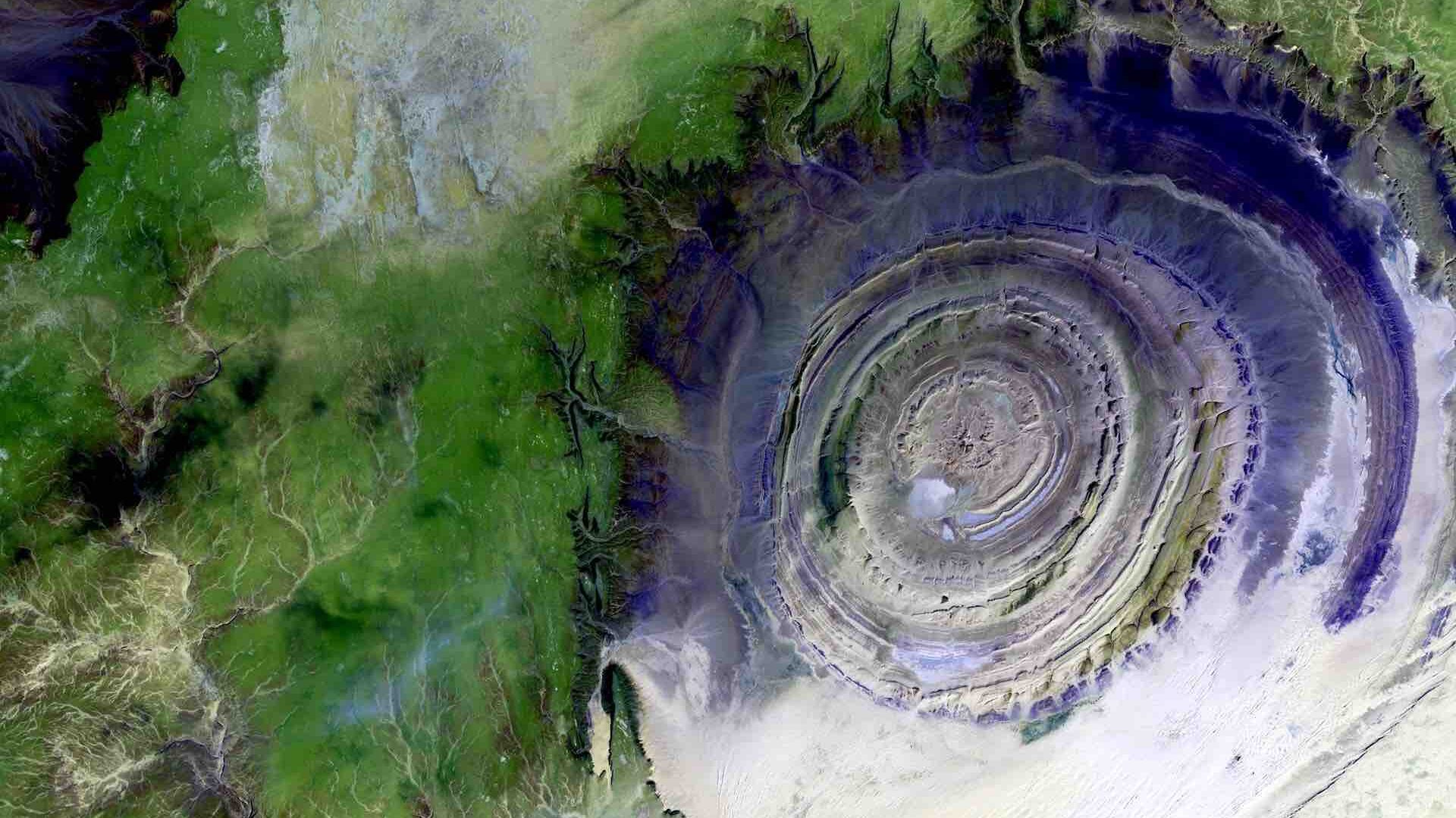 Birdseye view of the Richat Structure, Adrar Plateau, Mauritania