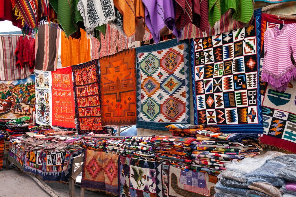 A local market in Peru, showing off textiles