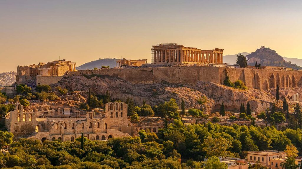 City of Athens at sunset in Greece