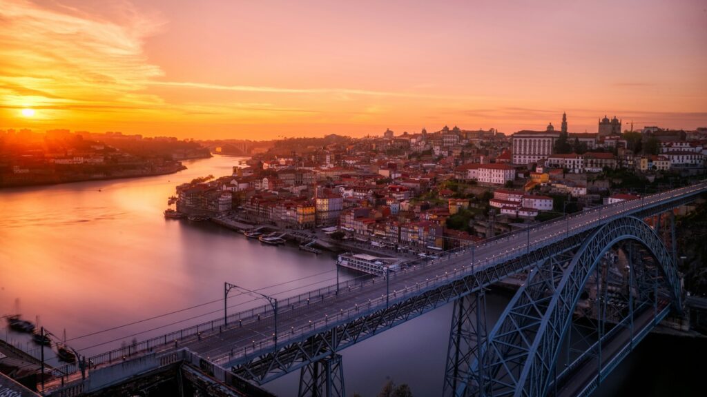 sunset over Porto, Portugal