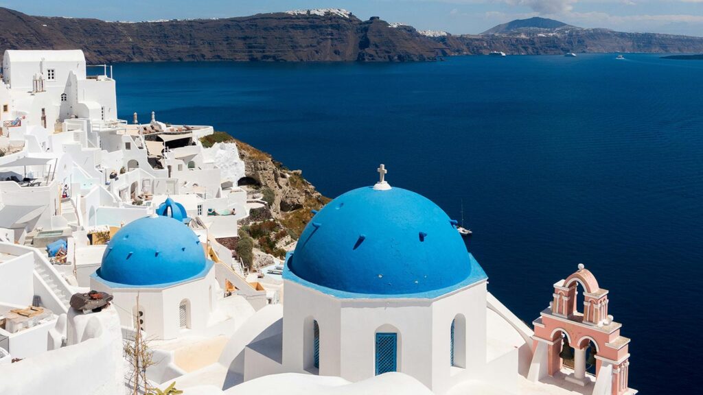 The blue domes of Santorini